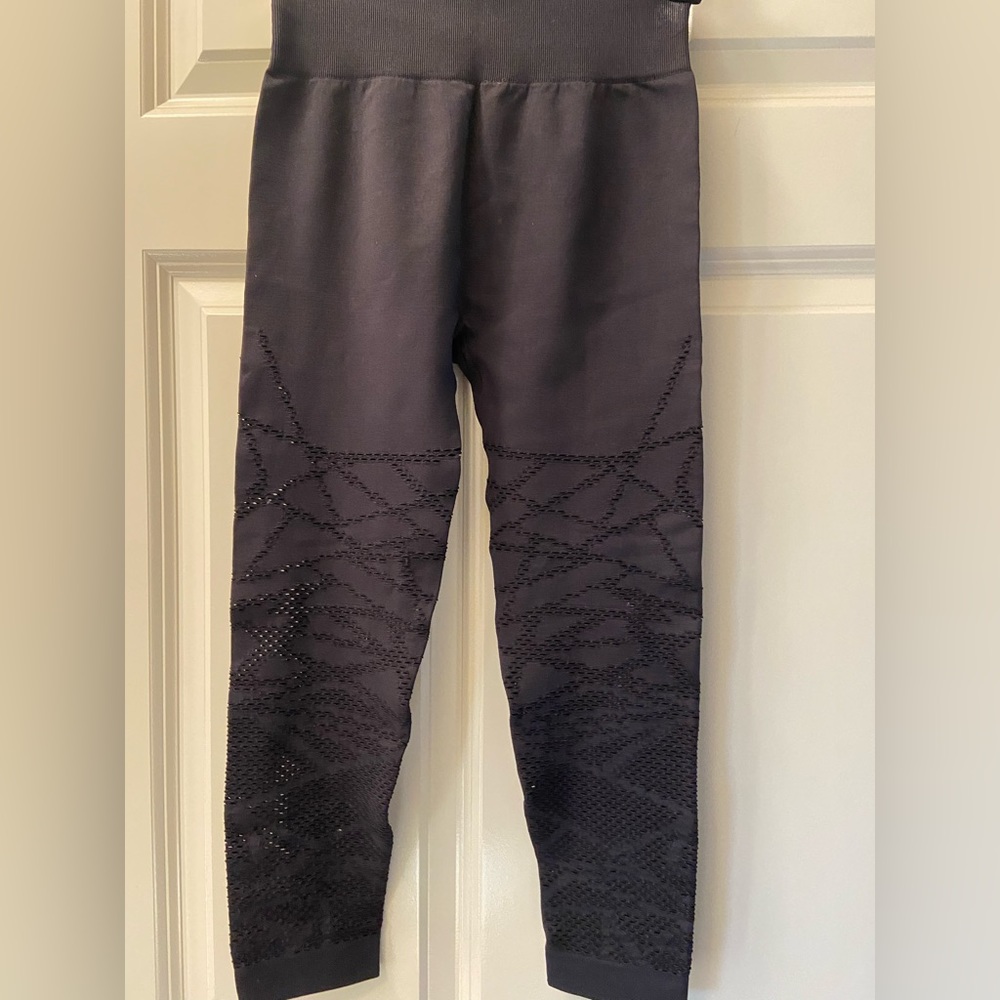 Fabletics Demi Lovato Collab Black Mesh Leggings, Size Small Color: Black